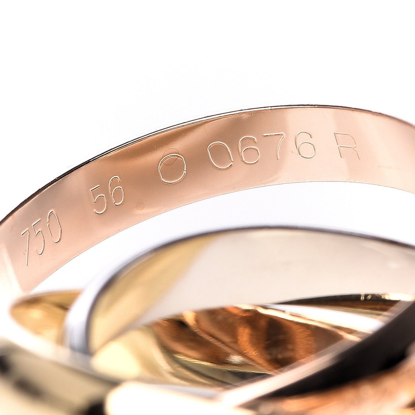 18K Pink Yellow White Gold Classic Les Must De Trinity Ring 56 7.5