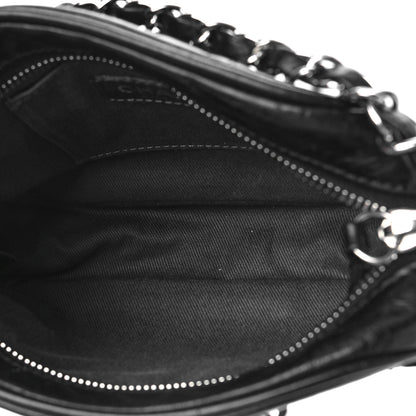 Chanel Glazed Crackled Calfskin Quilted CC Crossbody Black 5 of 10