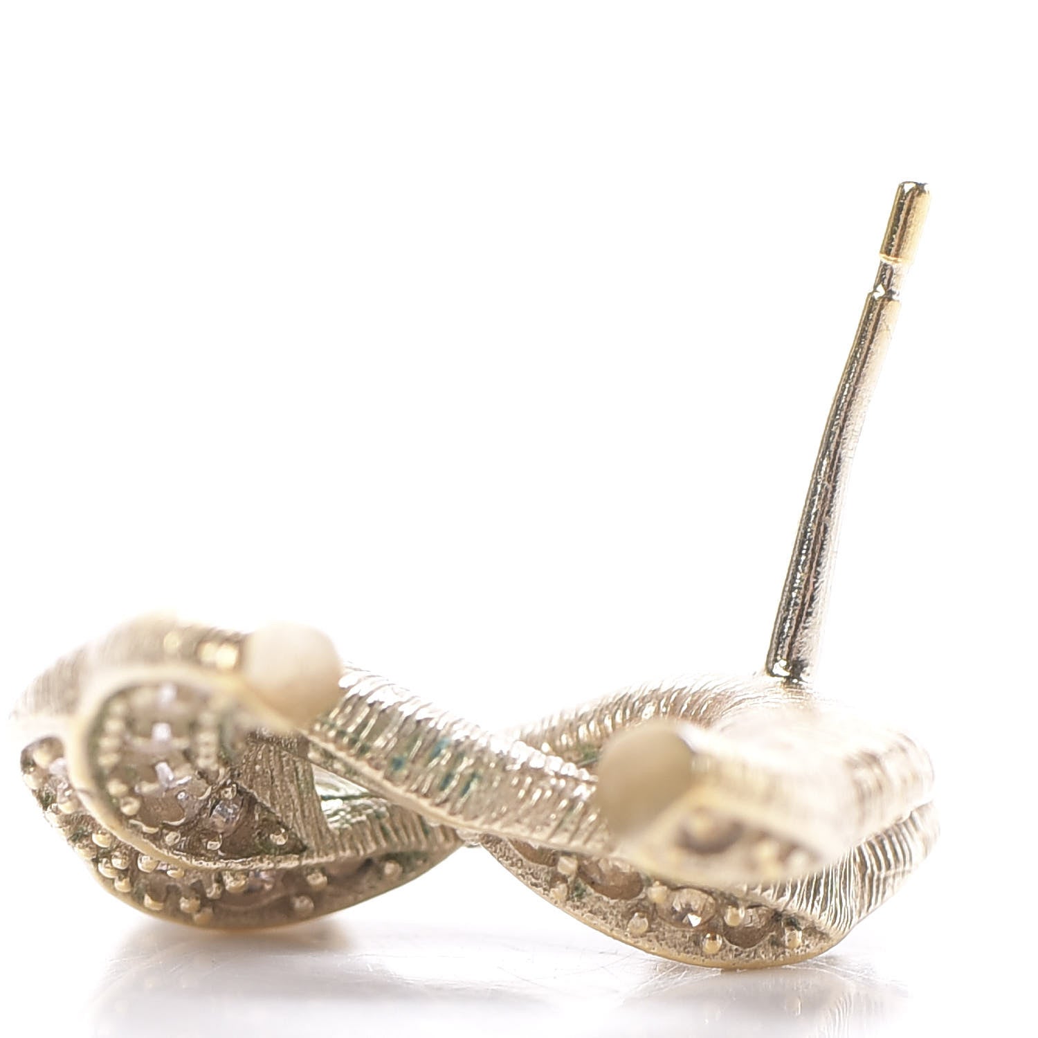 Chanel Crystal Twisted CC Earrings Light Gold Pale Pink 5 of 7