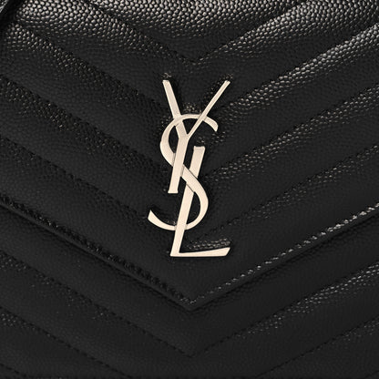 Saint Laurent Grain De Poudre Matelasse Chevron Monogram Envelope Chain Wallet Black 7 of 10