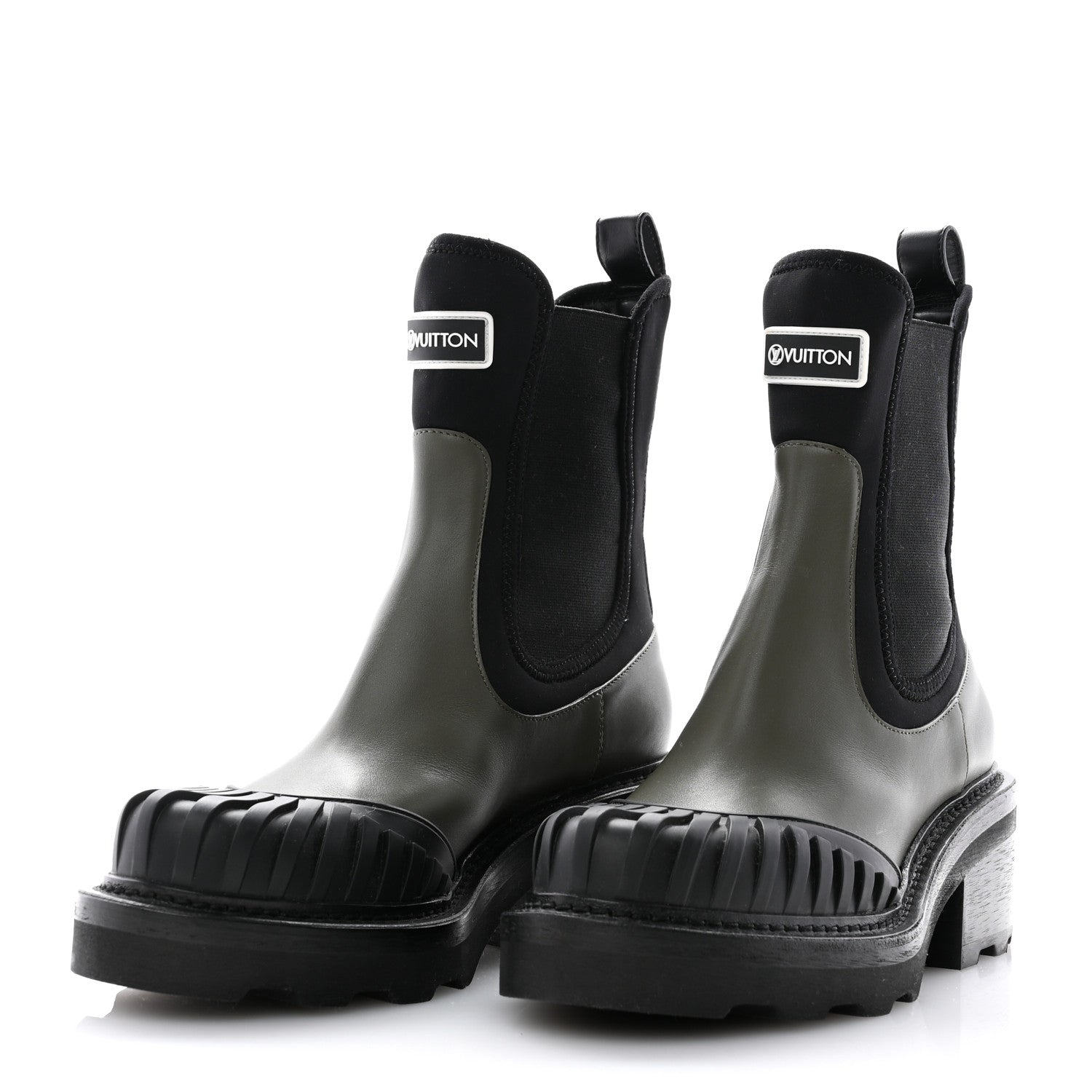 Louis Vuitton Calfskin Beaubourg Ankle Boots 38.5 Black Green 3 of 10