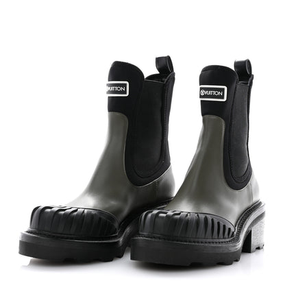 Louis Vuitton Calfskin Beaubourg Ankle Boots 38.5 Black Green 3 of 10