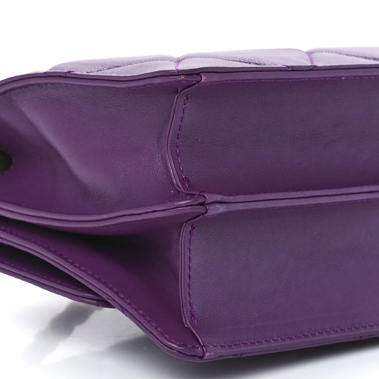 Calfskin Resin Quilted Mini Flap Purple