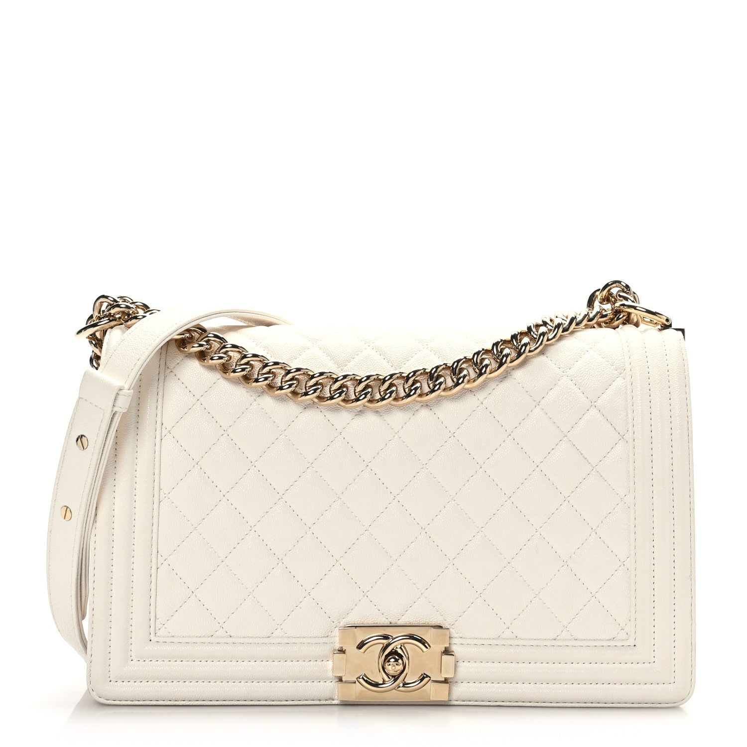 Chanel Caviar Quilted New Medium Boy Flap White 1 of 9