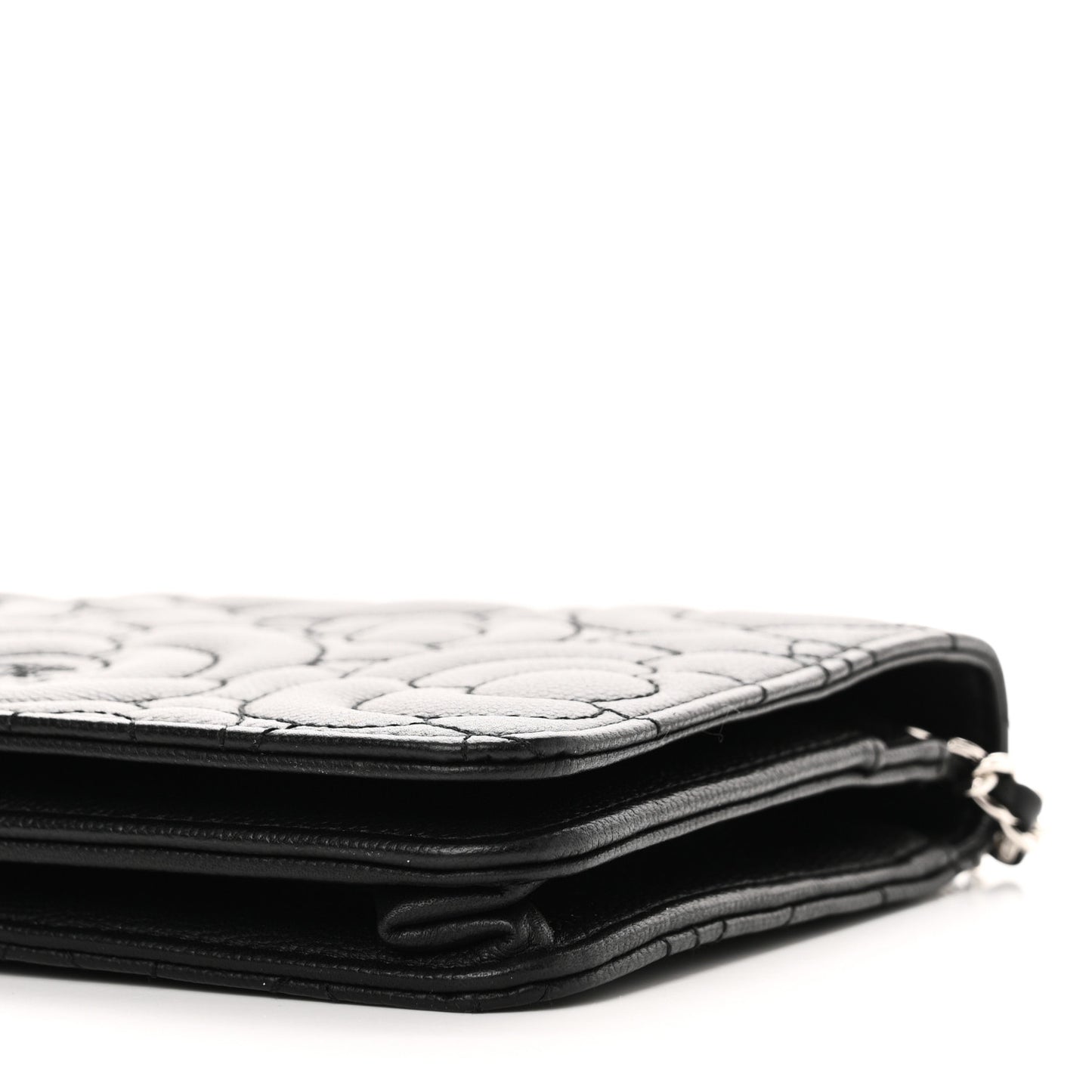 Caviar Camellia Embossed Wallet On Chain WOC Black
