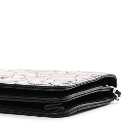 Chanel Caviar Camellia Embossed Wallet On Chain WOC Black 11 of 14