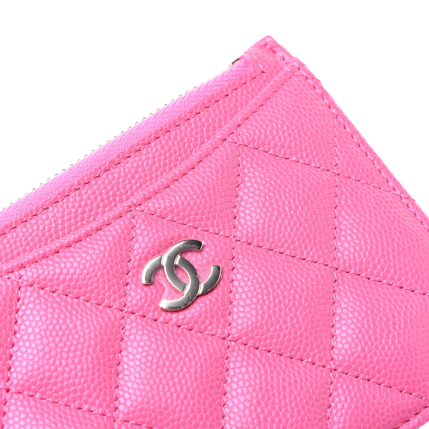 Caviar Quilted CC Zip Card Holder Pink