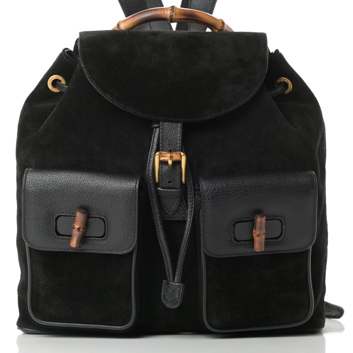 Gucci Suede Bamboo Backpack Black 8 of 10