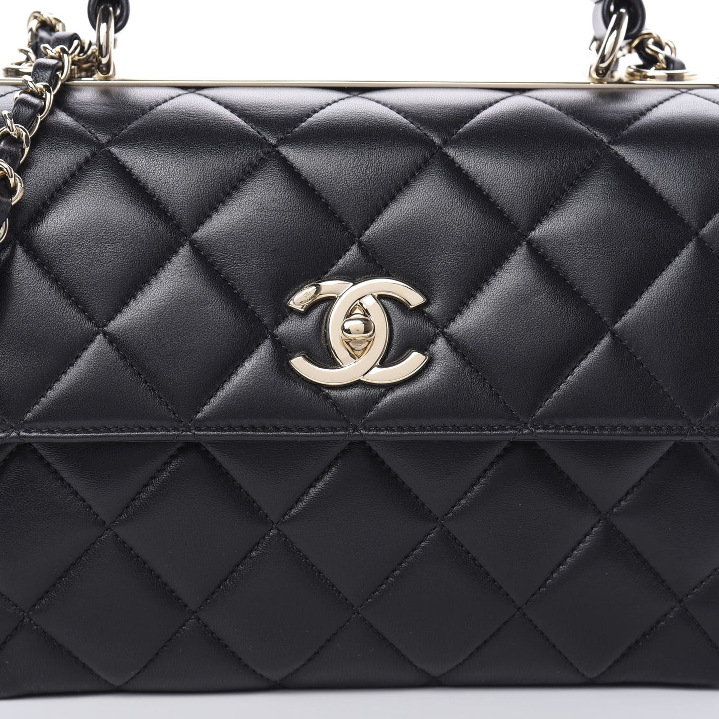 Lambskin Quilted Small Trendy CC Dual Handle Flap Bag Black