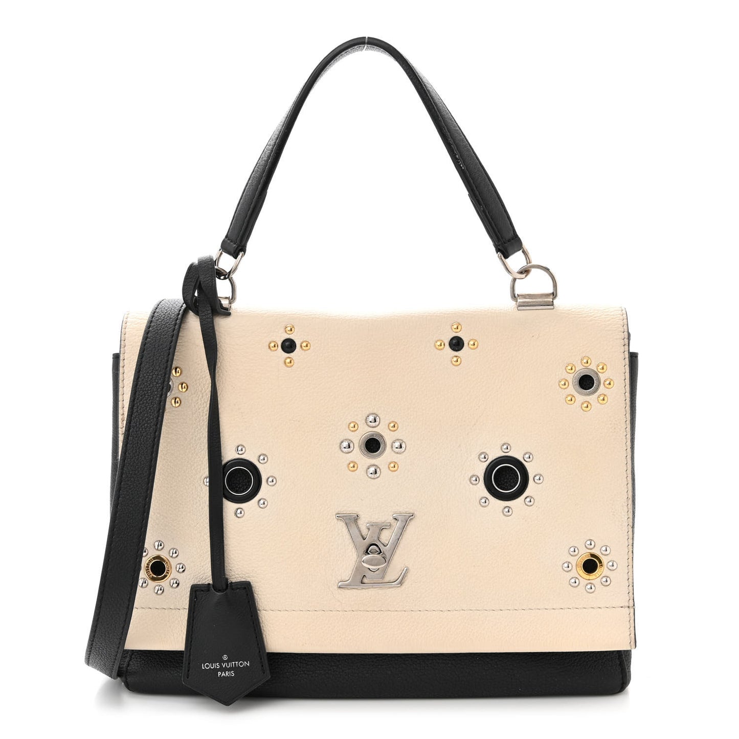 Calfskin Mechanical Flowers Lockme II Black Vanille