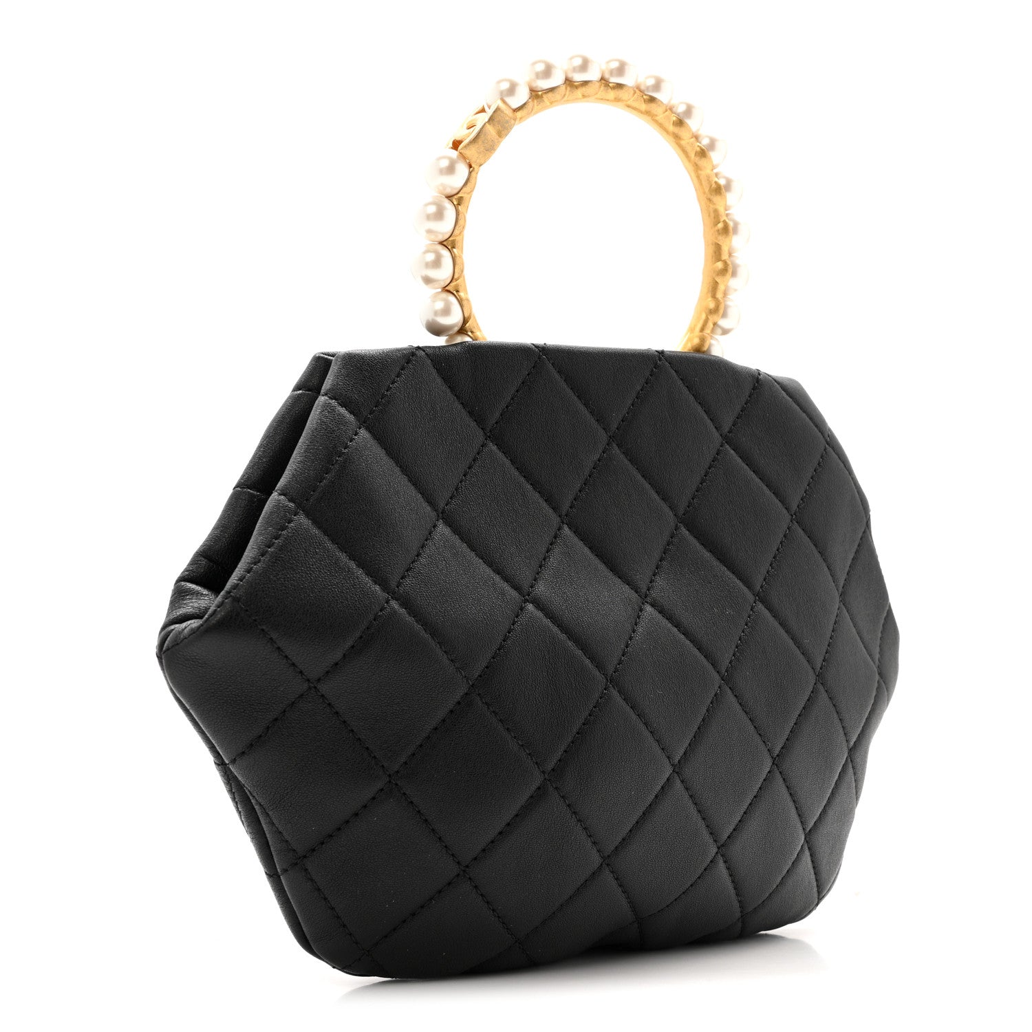 Chanel Lambskin Quilted Pearl Crown Clutch Bag Black 3 of 12