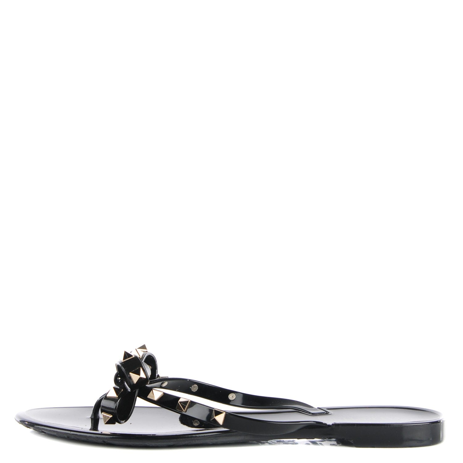 Valentino Garavani PVC Jelly Rockstud Bow Thong Sandals 41 Black 1 of 7