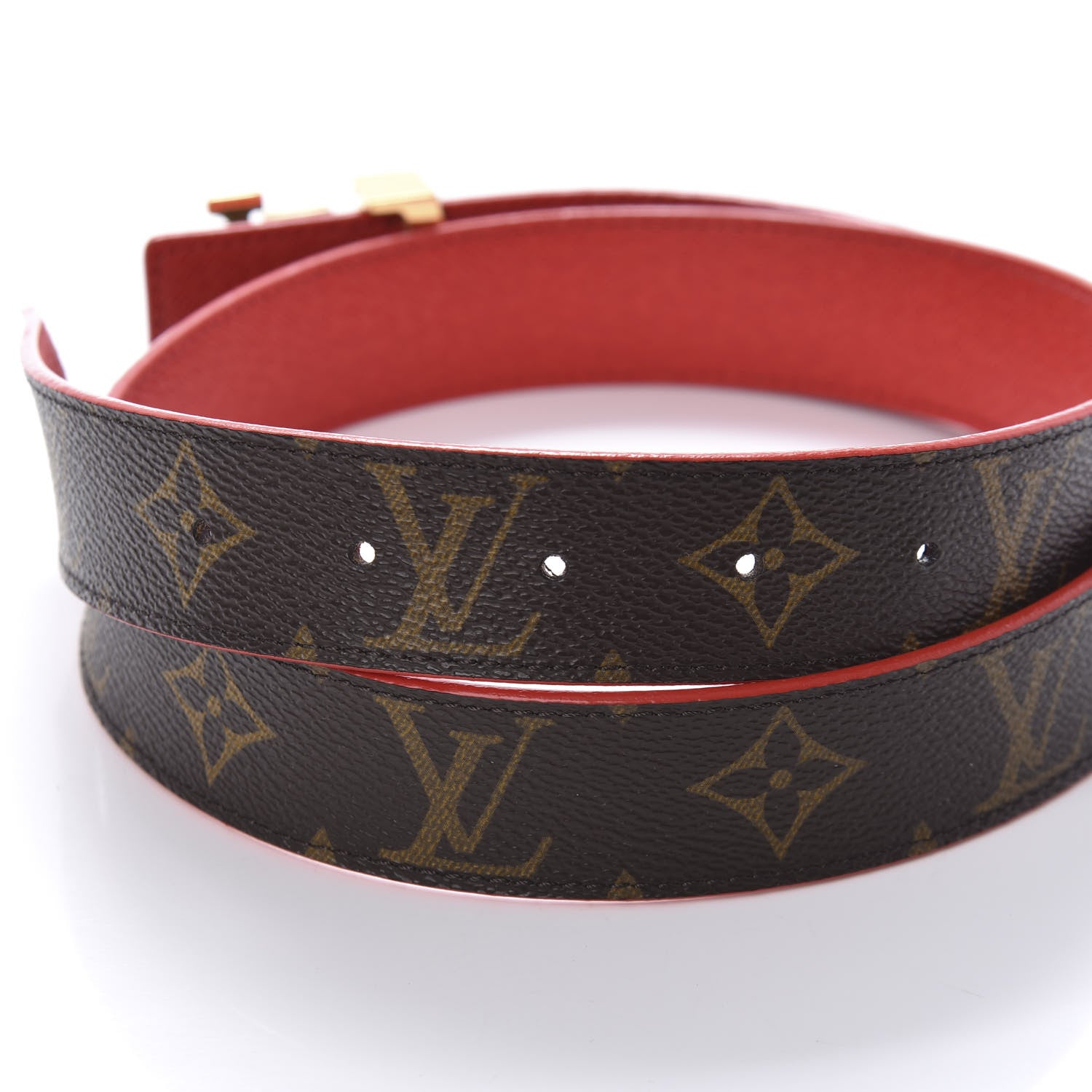 Louis Vuitton Calfskin Monogram LV Initiales Reversible Belt 80 32 Red 3 of 6