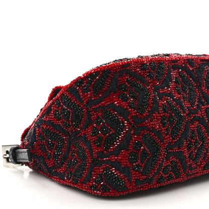 Fendi Embroidered Lizard Beaded Mini Mama Baguette Black Red 8 of 13