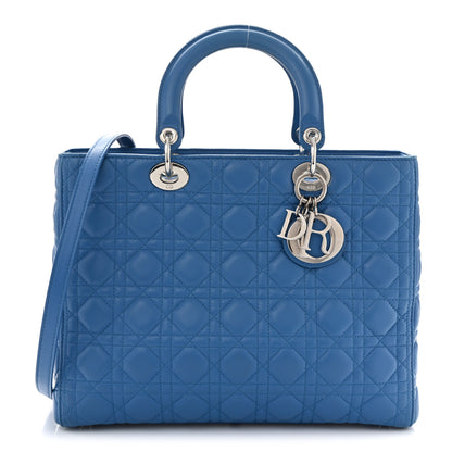 Christian Dior Lambskin Cannage Large Lady Dior Blue 1 of 11