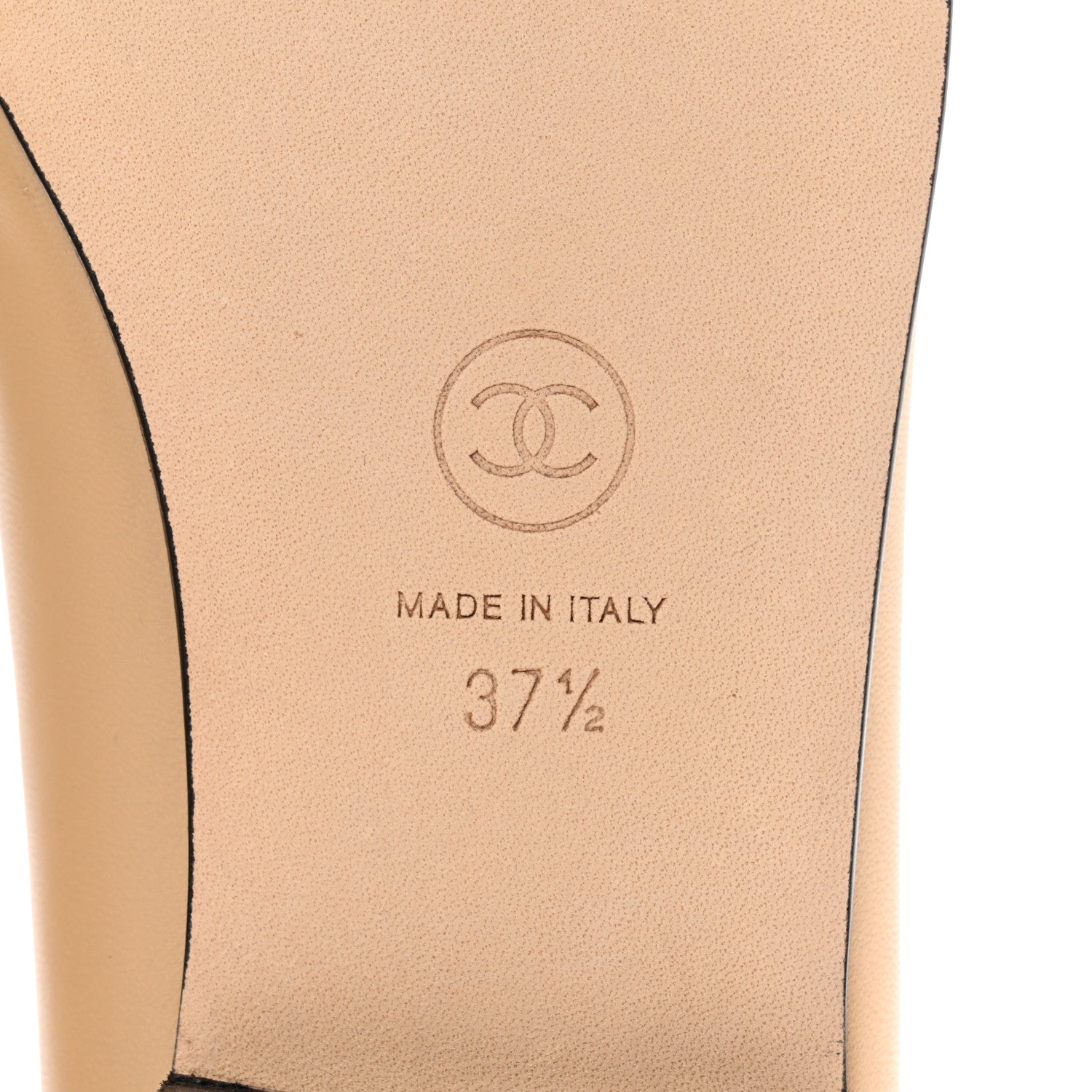 Chanel Lambskin Cap Toe CC Ballerina Flats 37.5 Beige Black 6 of 9
