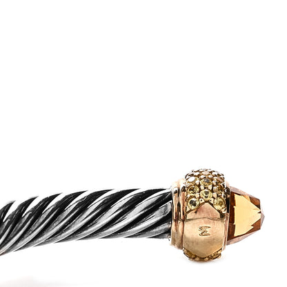 David Yurman Sterling Silver 18K Yellow Gold Citrine Yellow Sapphire 5mm Candy Cable Bracelet 4 of 5