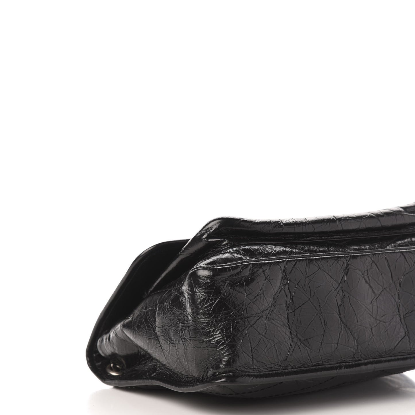 Crinkled Calfskin Matelasse Monogram Medium Niki Chain Satchel Black
