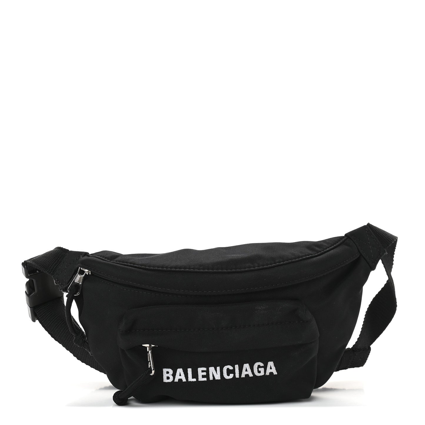 Sport Nylon Logo Embroidered Wheel Belt Bag Black White