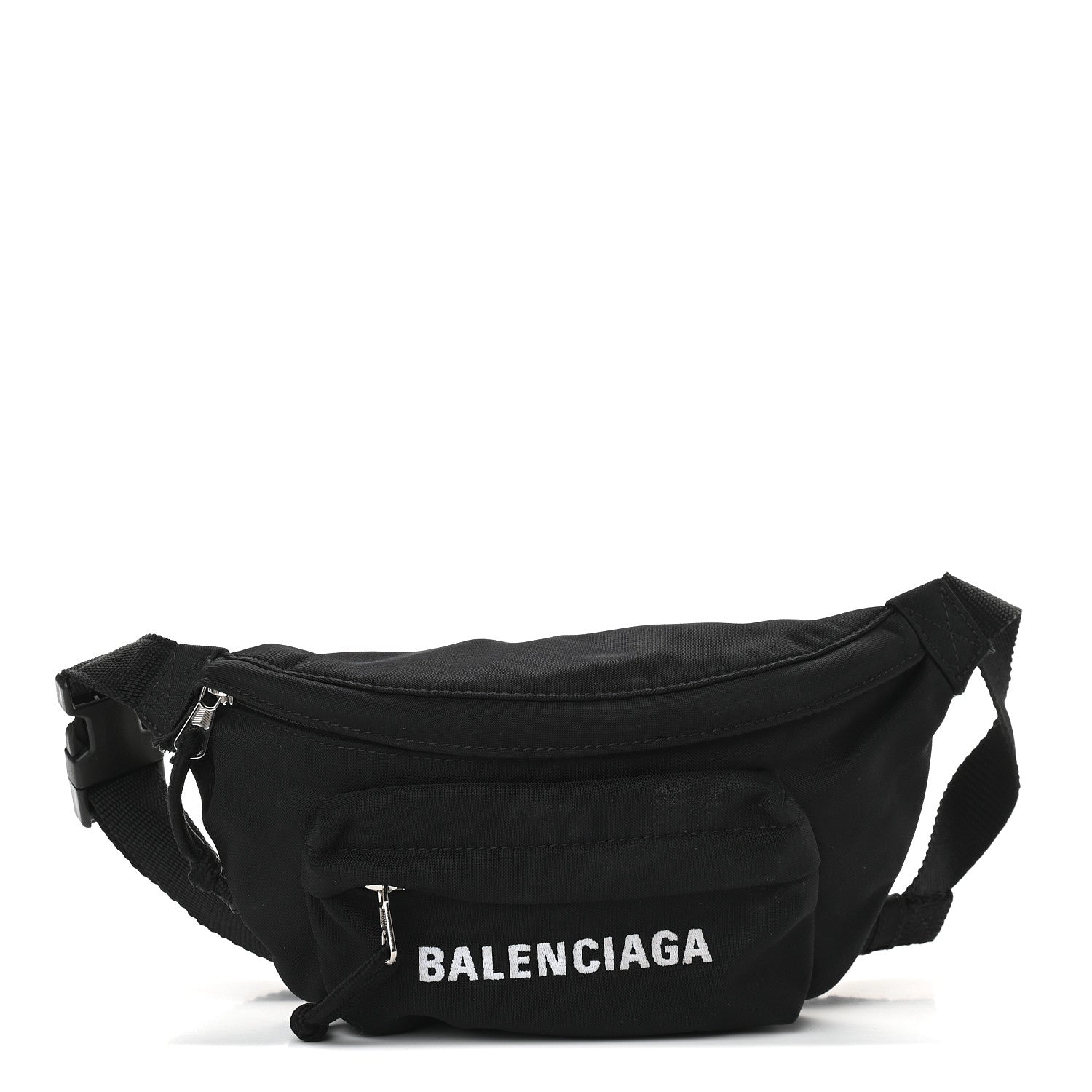 Balenciaga Sport Nylon Logo Embroidered Wheel Belt Bag Black White 1 of 8