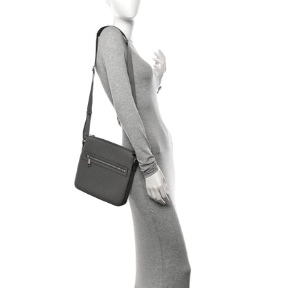 Gucci Calfskin GG Tennis Embossed Small Flat Messenger Bag Grey 2 of 9
