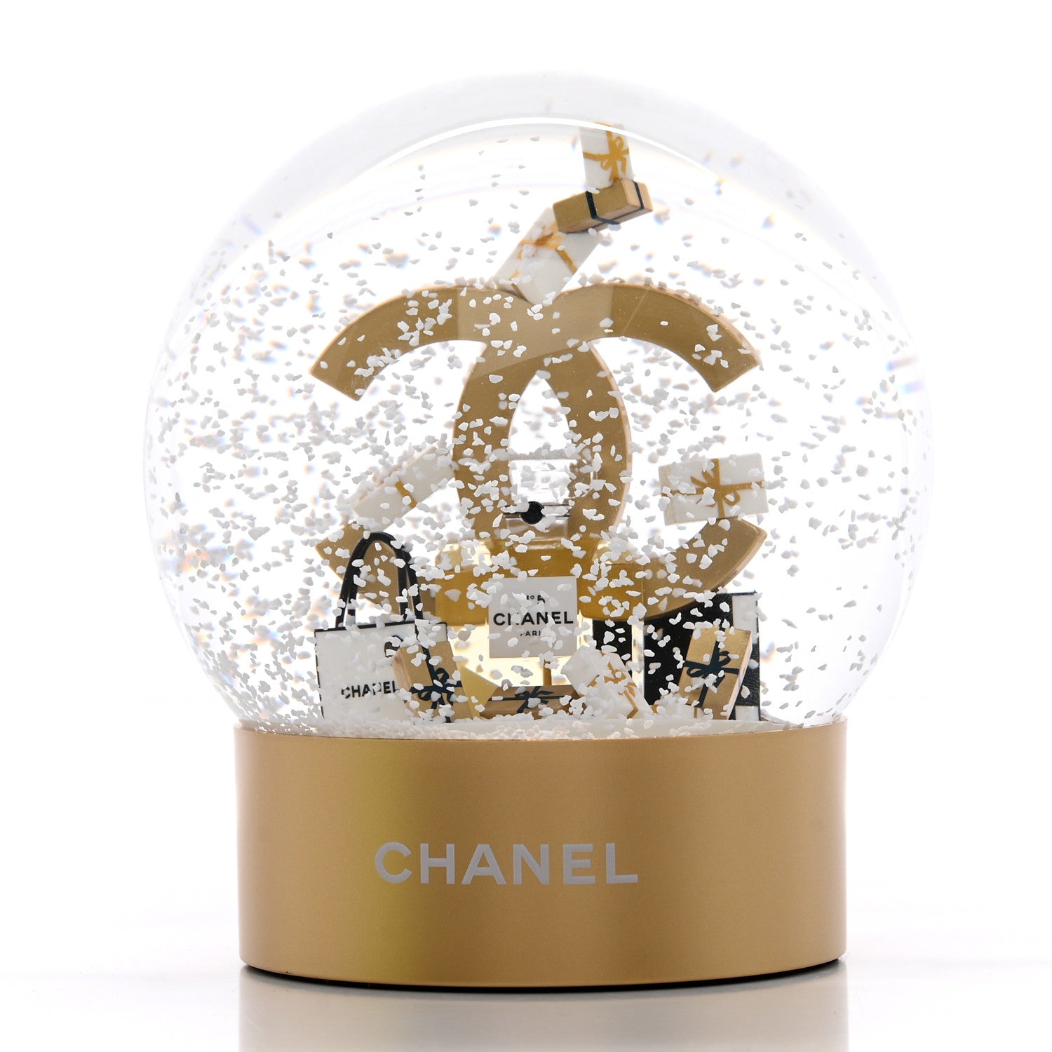 Chanel Glass CC Shopping Bag Snow Globe Gold 7 of 8