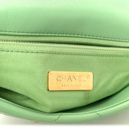 Chanel Goatskin Quilted Medium Chanel 19 Flap Light Green 6 of 10