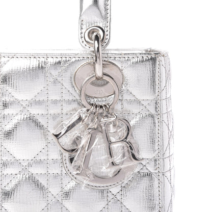 Christian Dior Metallic Grained Calfskin Cannage Small Lucky Badges My Lady Dior Silver 9 of 9