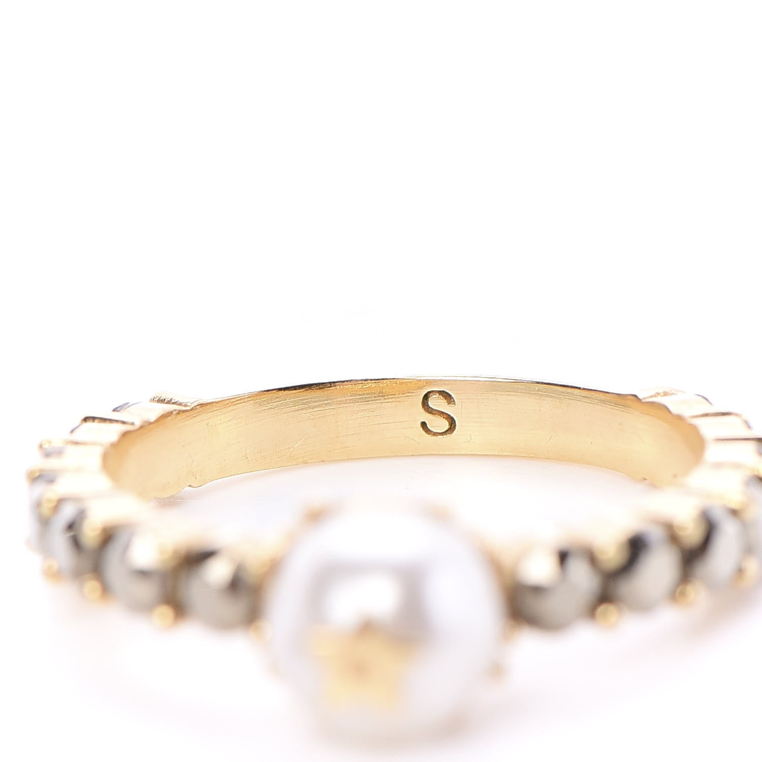 Christian Dior Pearl Crystal Ring S Gold 5 of 5