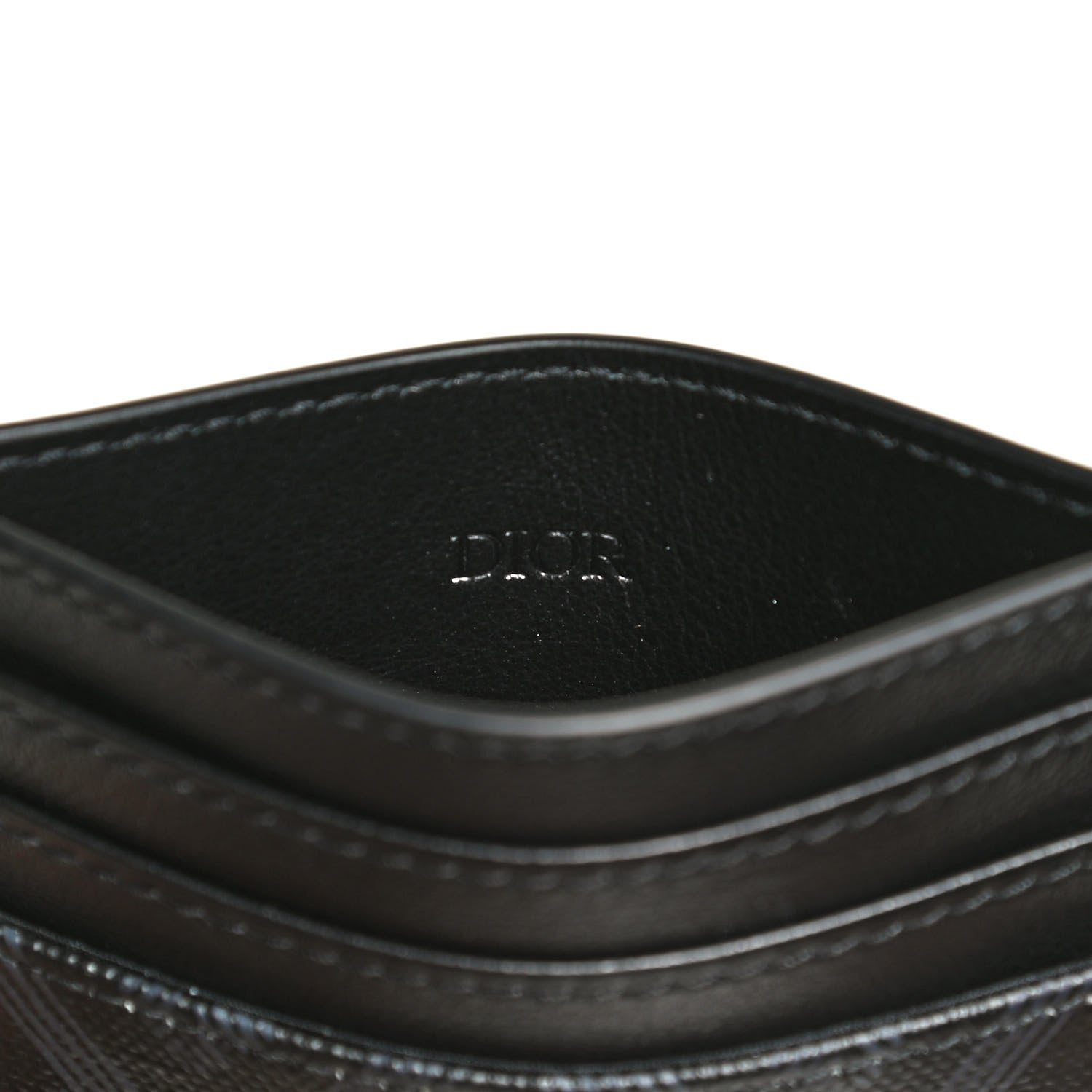 Christian Dior Coated Canvas Calfskin CD Diamond Card Holder Black 6 of 8