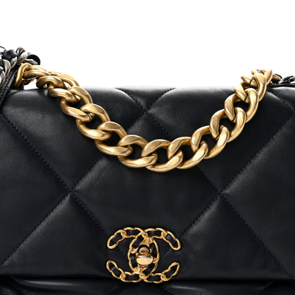 Chanel Goatskin Quilted Large Chanel 19 Flap Dark Blue 8 of 13