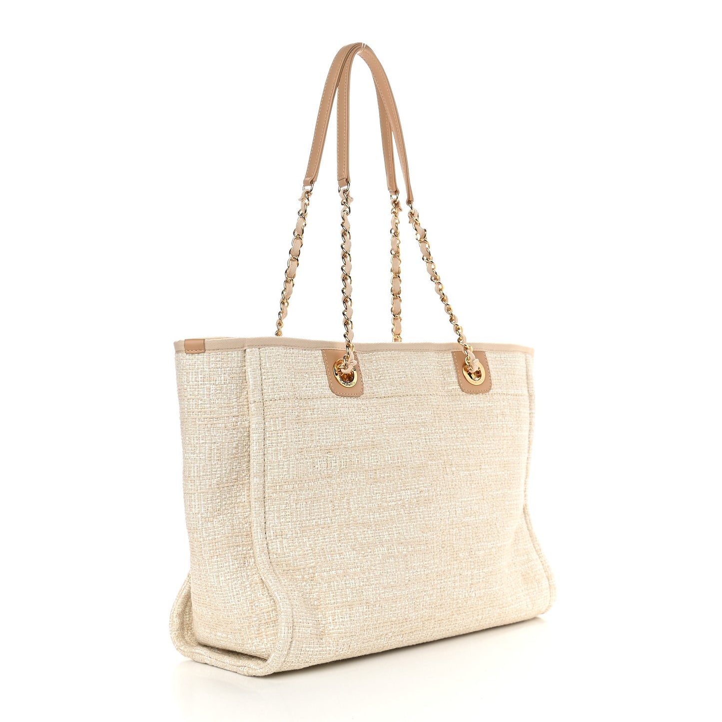 Lurex Boucle Small Deauville Tote Ivory