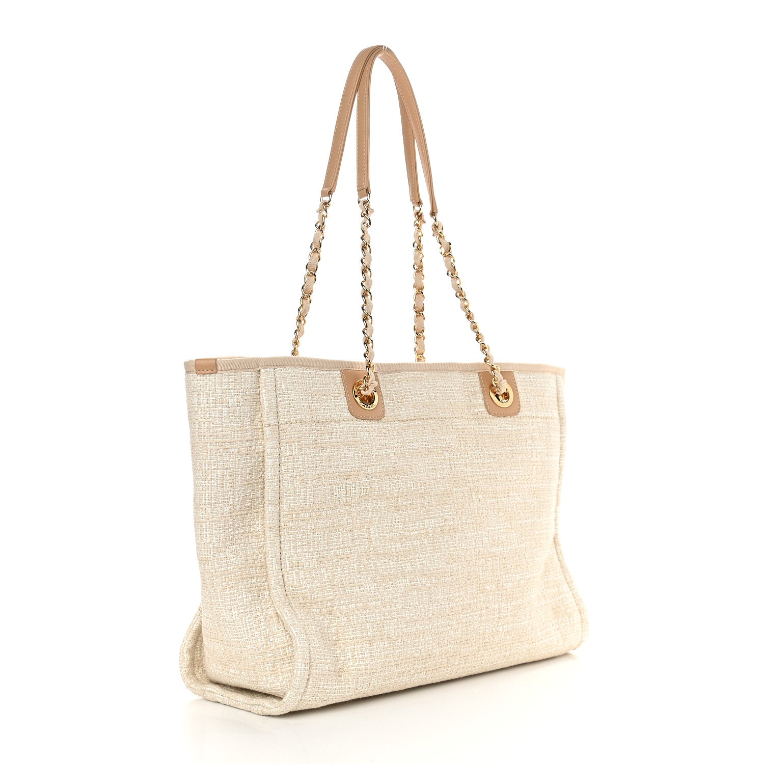 Chanel Lurex Boucle Small Deauville Tote Ivory 4 of 10