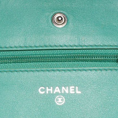 Chanel Patent Quilted Wallet On Chain WOC Green 5 of 8