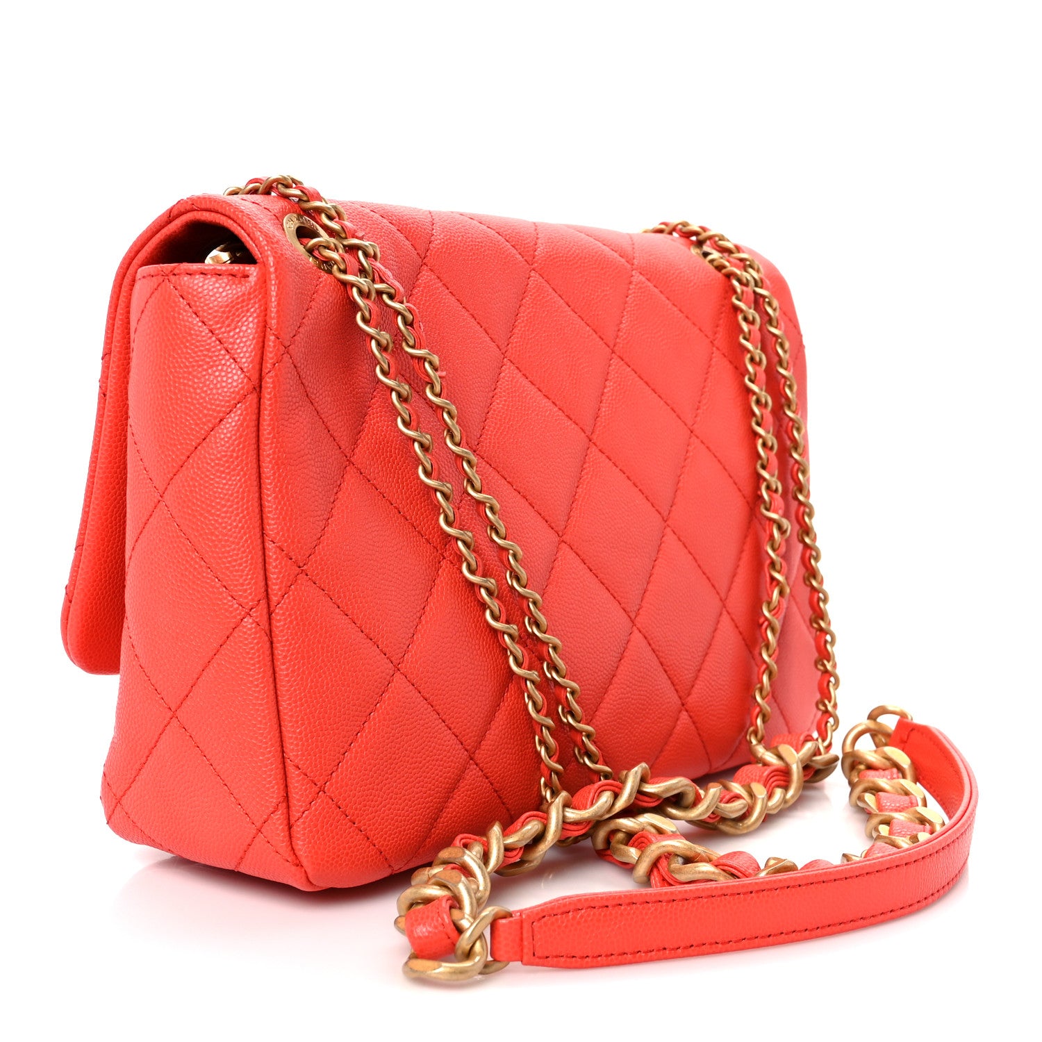 Chanel Caviar Quilted CC Melody Single Flap Orange 3 of 11