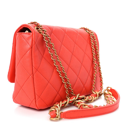 Chanel Caviar Quilted CC Melody Single Flap Orange 3 of 11