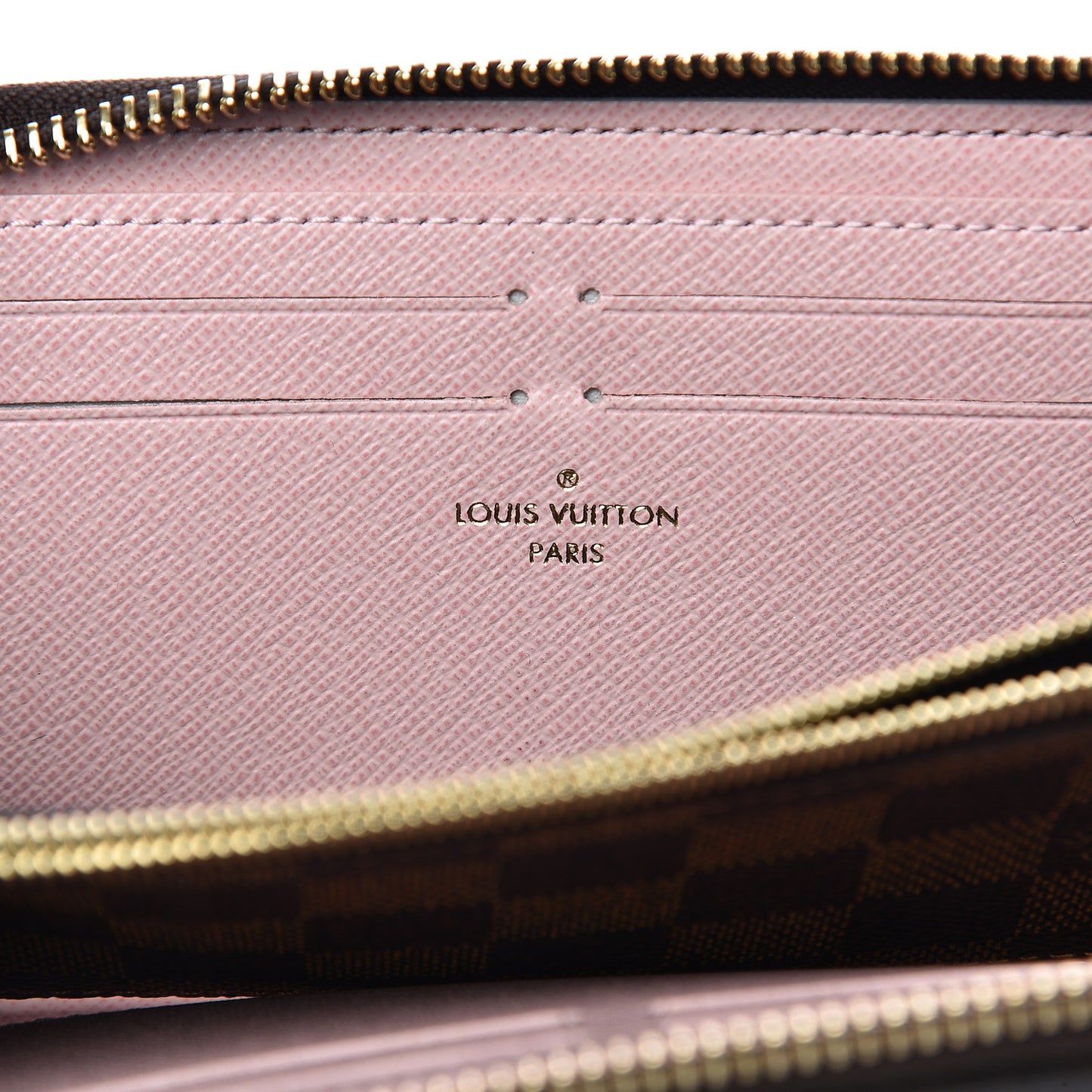 Damier Ebene Clemence Wallet Rose Ballerine