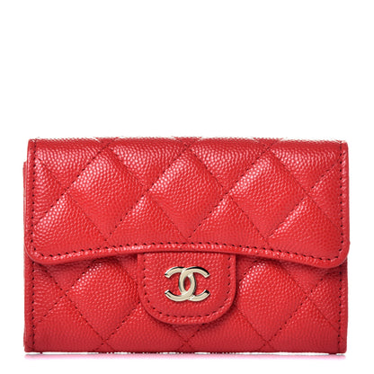 Chanel Caviar Quilted Flap Card Holder Wallet Red 1 of 8
