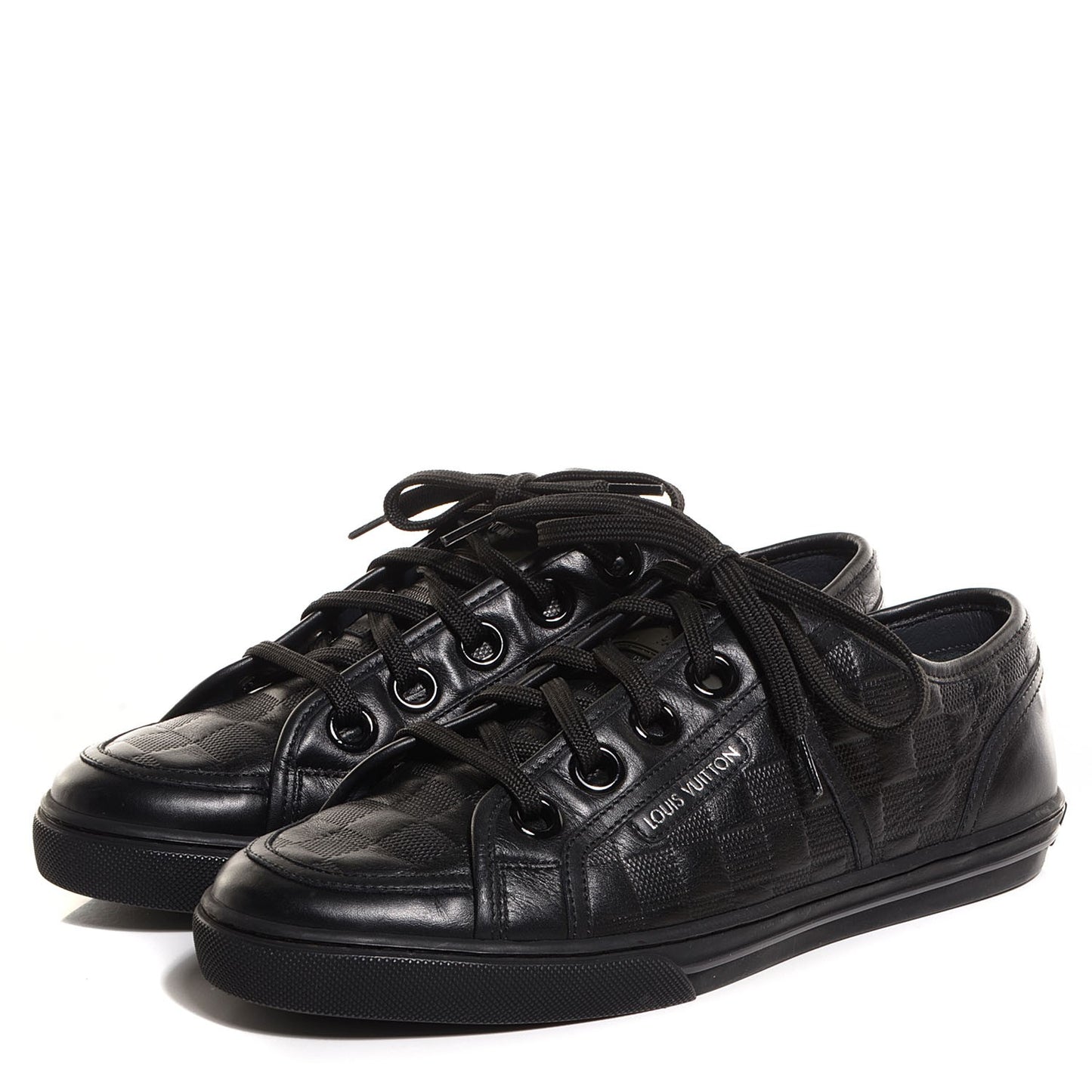 Calf Embossed Damier Brooklyn Sneakers 6.5 Black