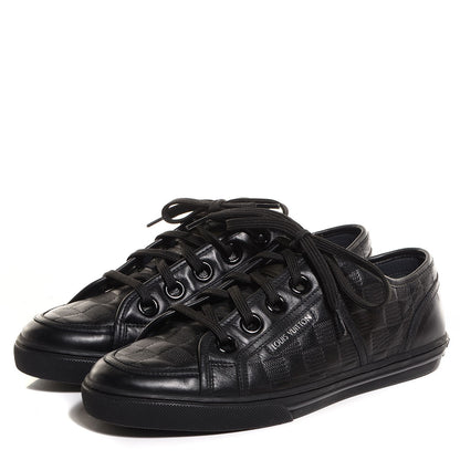 Louis Vuitton Calf Embossed Damier Brooklyn Sneakers 6.5 Black 12 of 17