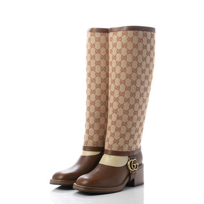 Gucci GG Monogram Calfskin Lola Tall Boots 35.5 Beige Ruggine 3 of 10
