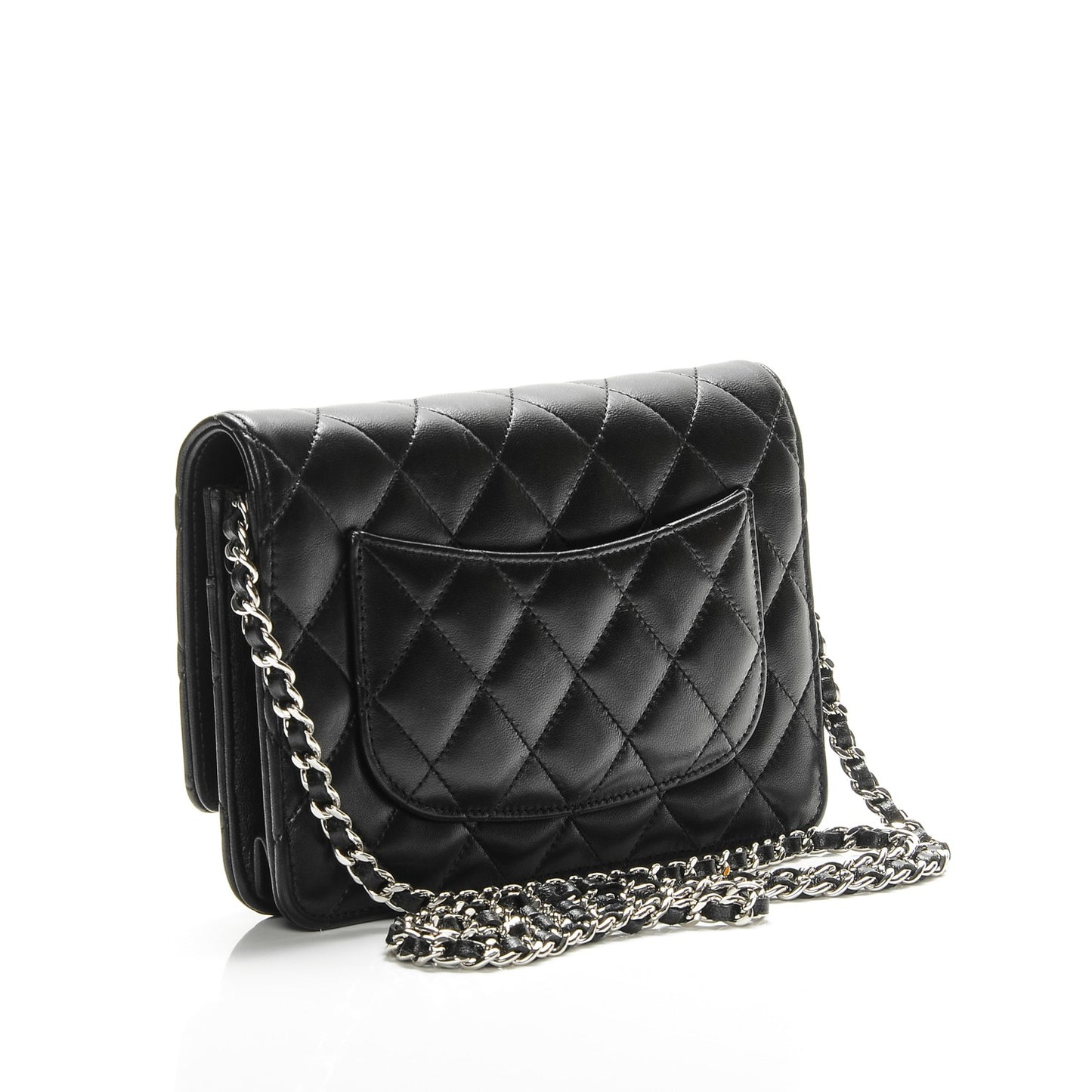 Lambskin Quilted Wallet On Chain WOC Black