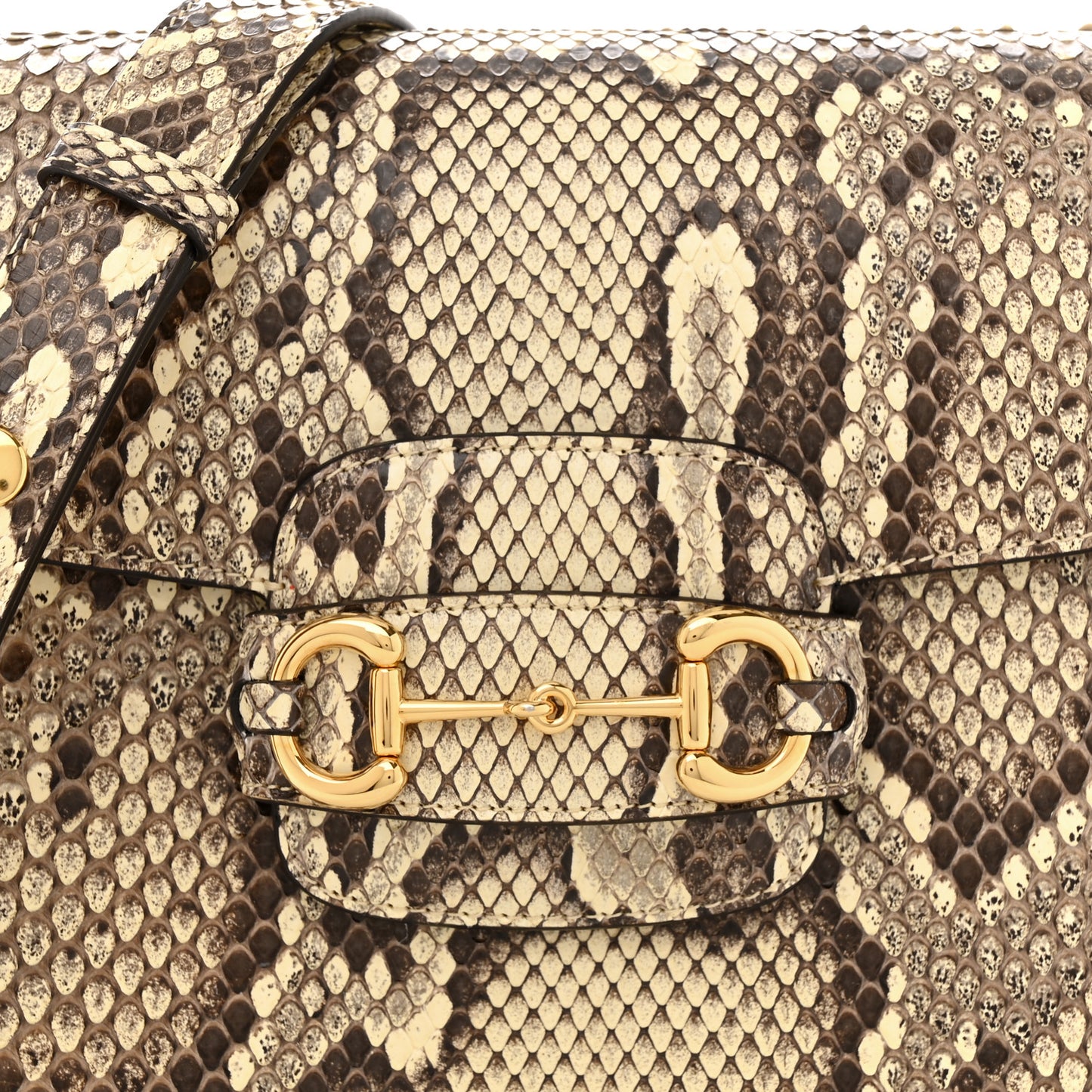 Snakeskin Horsebit 1955 Shoulder Bag Natural