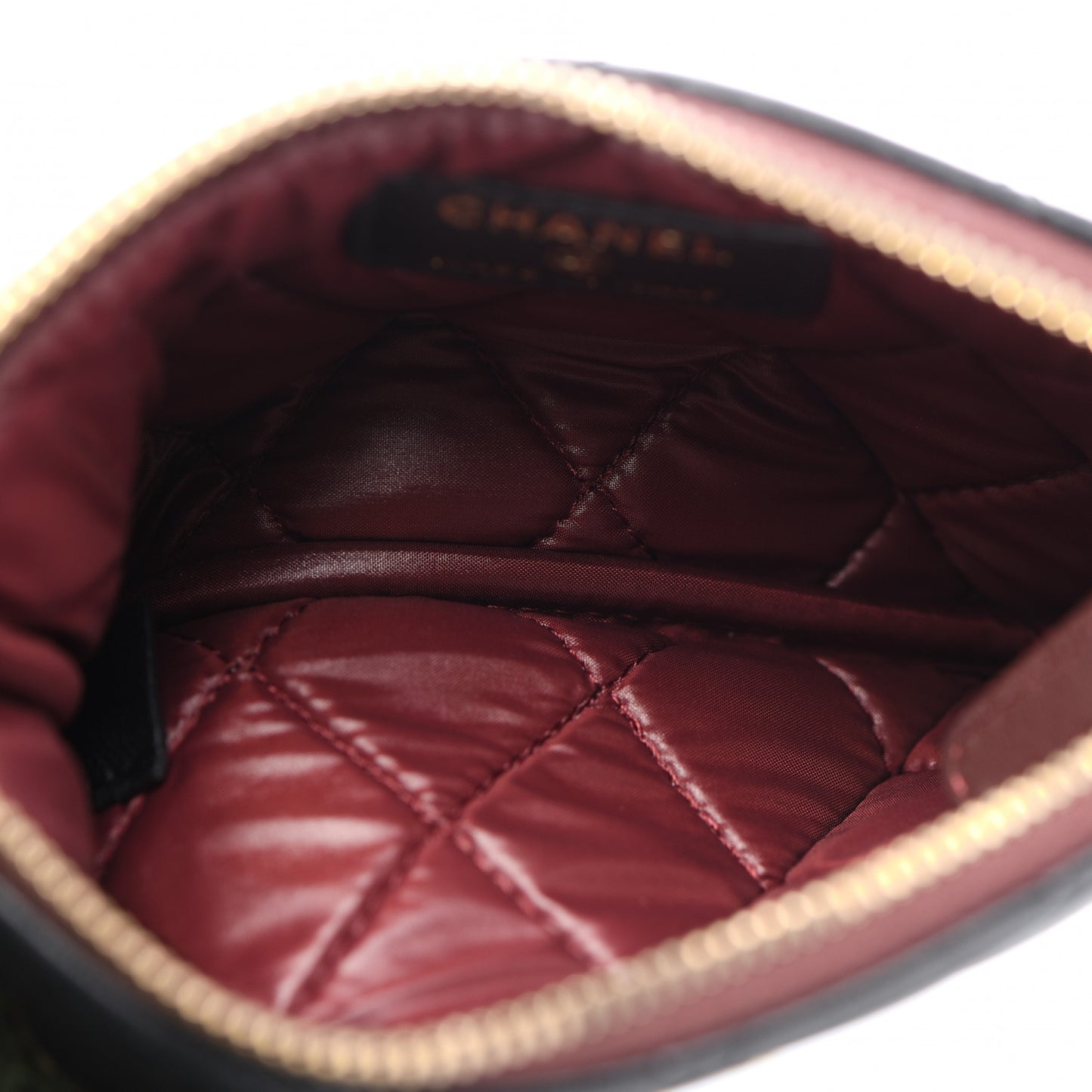 Lambskin Quilted Small Cosmetic Case Black