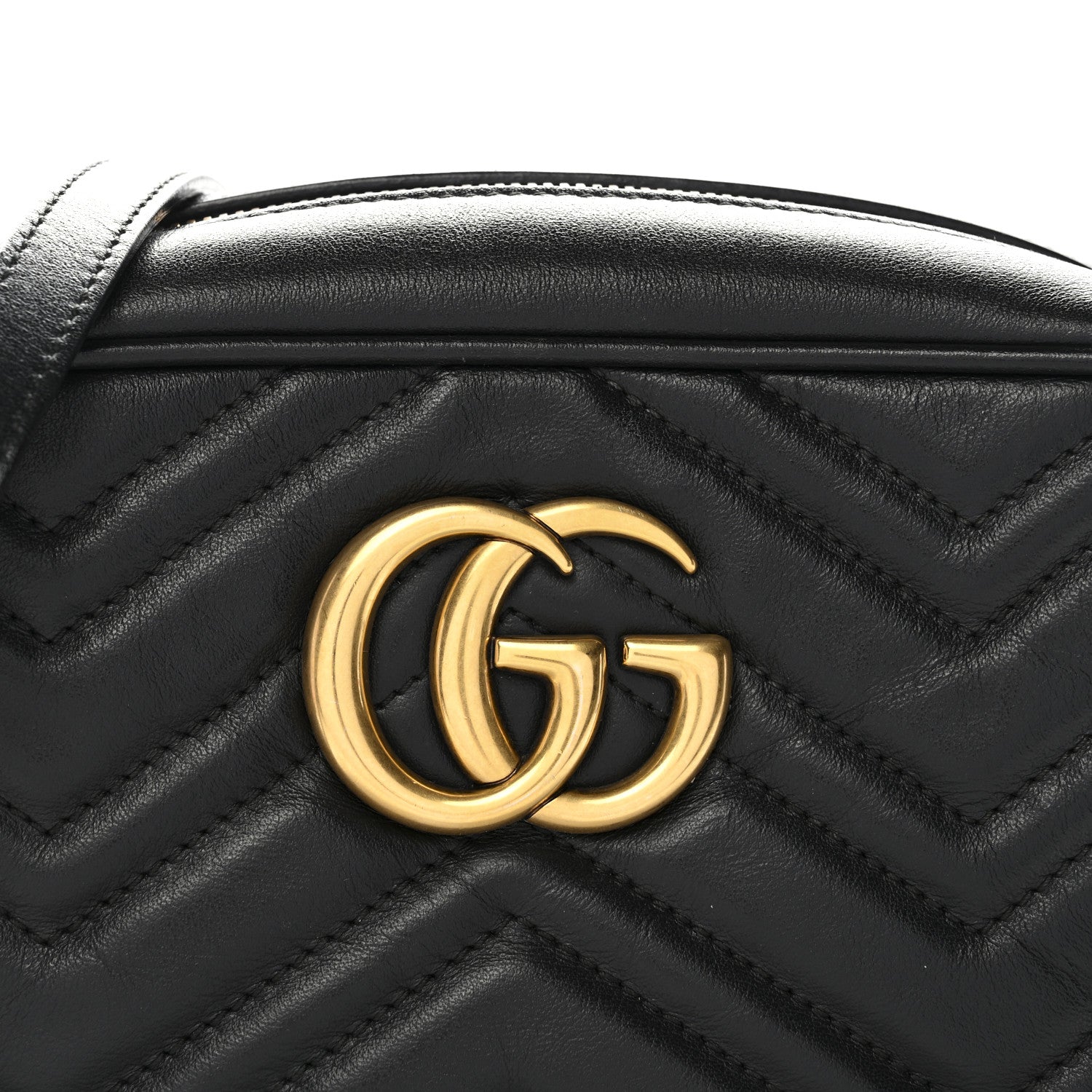 Gucci Calfskin Matelasse Small GG Marmont Chain Shoulder Bag Black 8 of 12