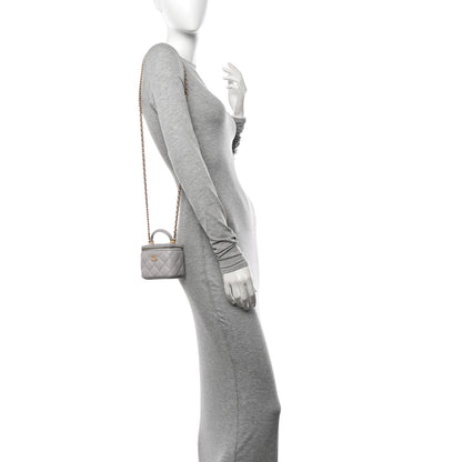 Chanel Lambskin Quilted Top Handle Mini Vanity Case With Chain Grey 2 of 10