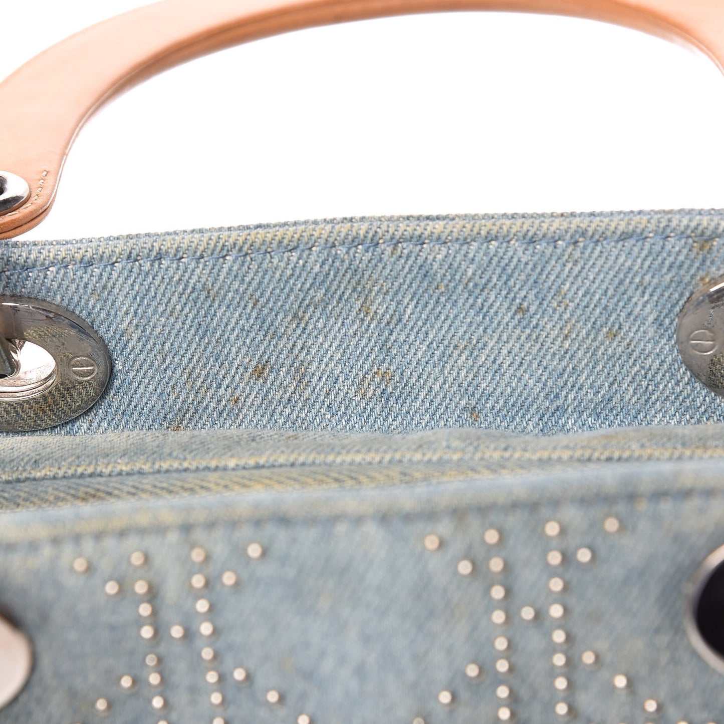 Denim Cannage Studded Medium Lady Dior Blue