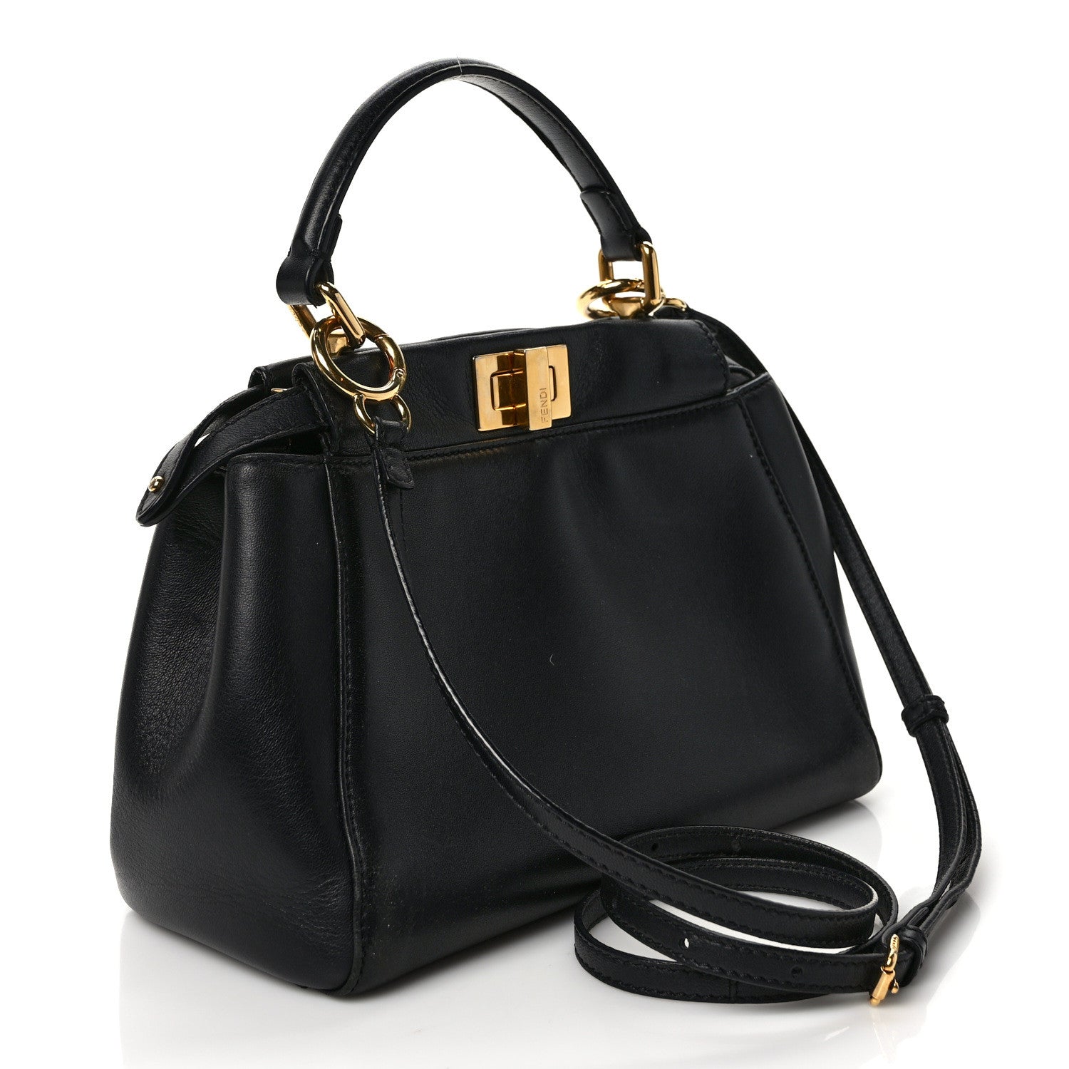 Fendi Nappa Mini Peekaboo Iconic Satchel Black 3 of 8