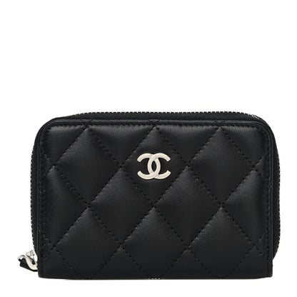 Chanel Lambskin Quilted Zip Coin Purse Black 1 of 11
