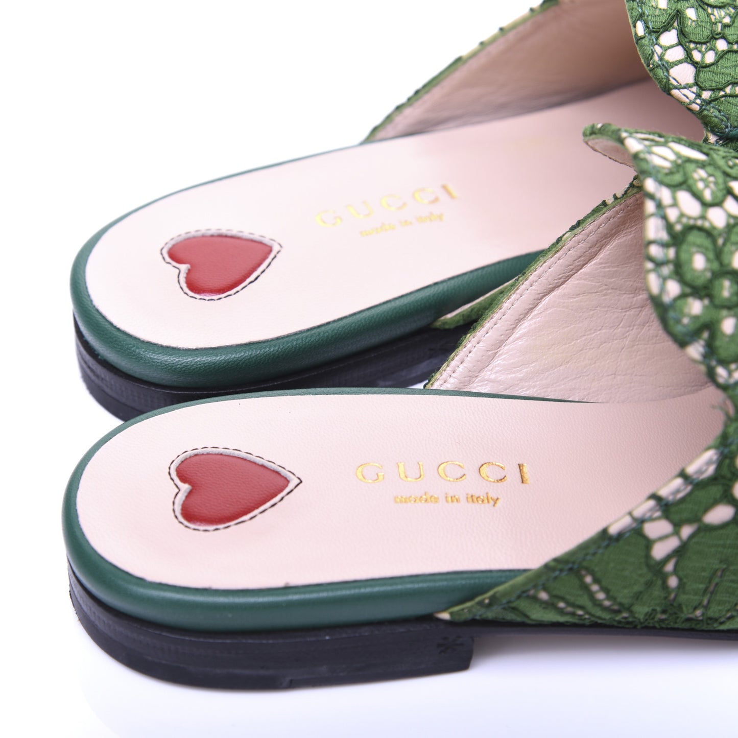 Lace Malaga Kid Womens Princetown Slippers 35 Green Grass Skin Rose